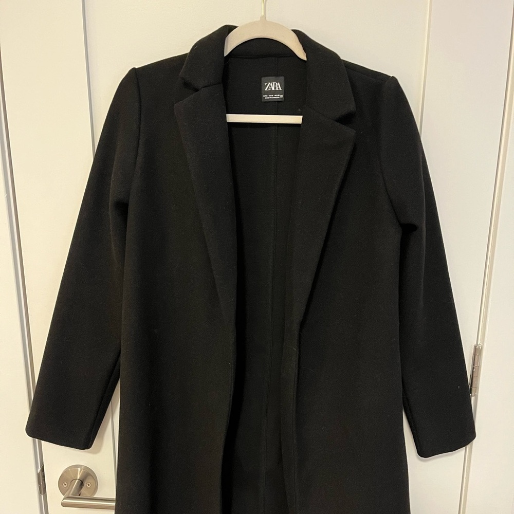 Zara long wool black coat
